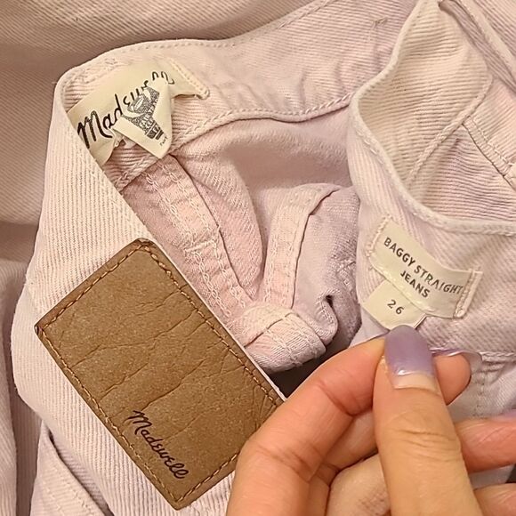 Madewell Pink Baggy Straight Jeans: Garment Dyed Edition women's size 26 - Picture 7 of 8